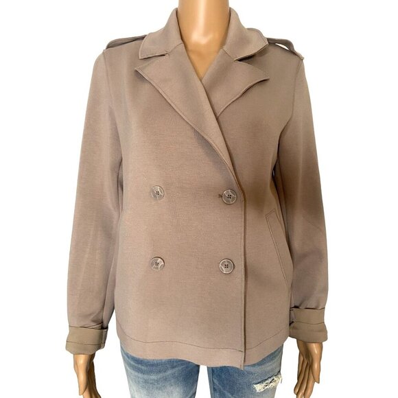 Joie Double Breasted Collared Jacket with Pockets Tan Size S - Picture 1 of 8
